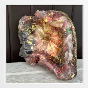 Handmade Resin Flower Jewelry Dish Gold Leaf Pressed Flower Ring Holder Trinket